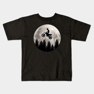 Dirt Bike Flying Across the Moon Kids T-Shirt